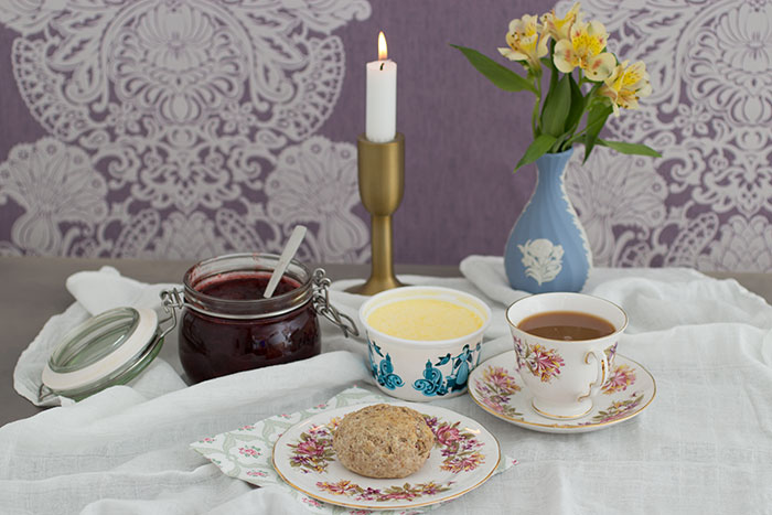 Strawberry Wholemeal Scones with tea