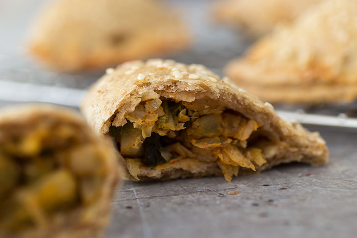 Cabbage Filled Individual Pies. Interior