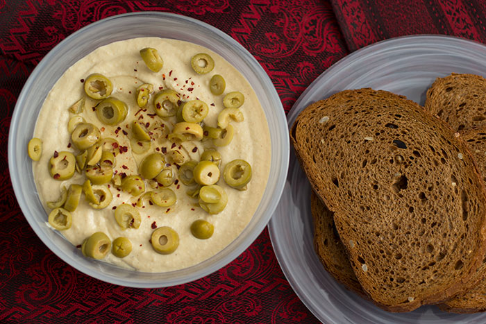 Houmous with Peanut Butter. With bread